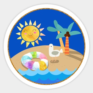Tropical Island | Gull and Sunshine Sticker